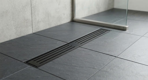 Linear Shower Drain — Matte Black