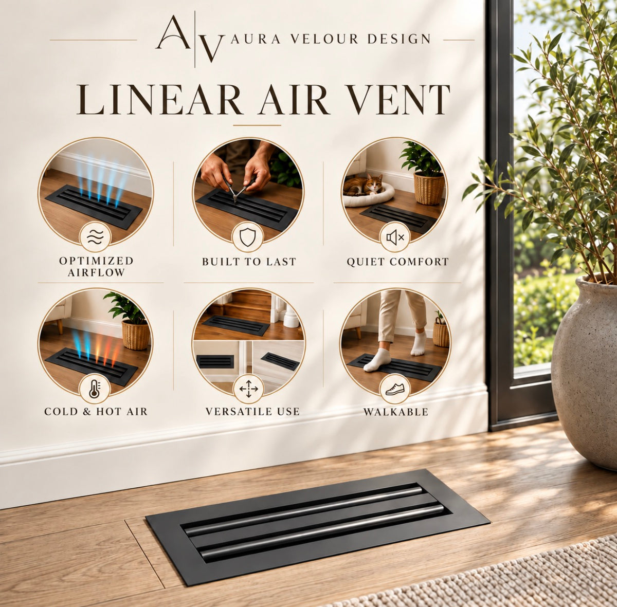 4x14 Premium Aluminum Modern Vent Cover 2 Slot Black Luxury Clean Look