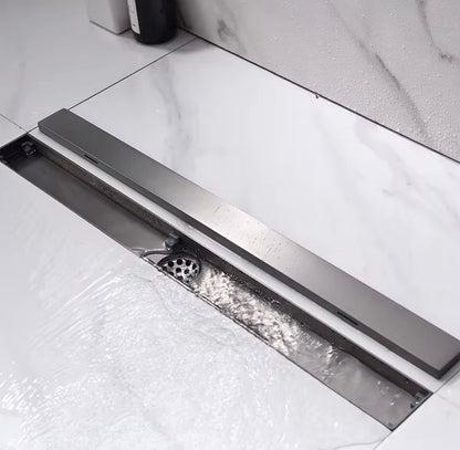 Linear Shower Drain Matte Black - Detail shot of grate