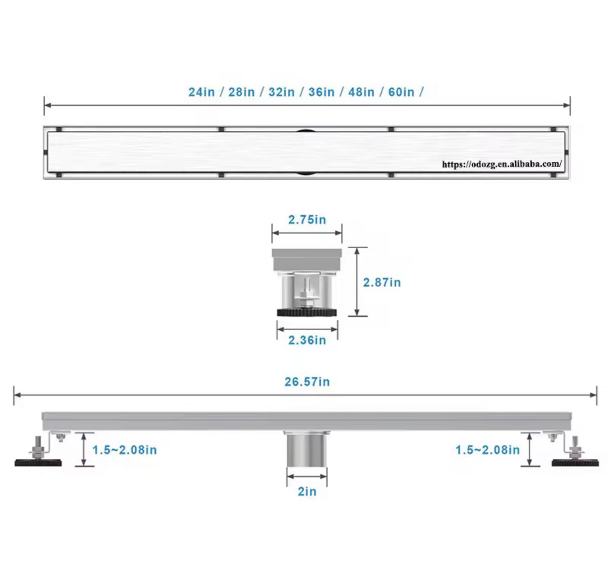 Linear Shower Drain Matte Black - Angular view
