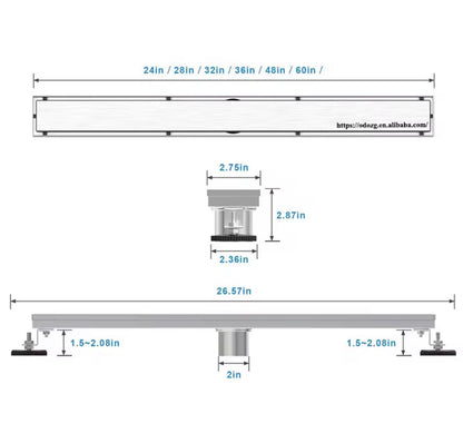 Linear Shower Drain Matte Black - Angular view